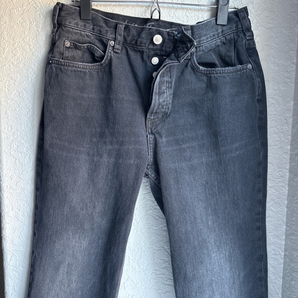We The Free‎ Free People Black Straight Distressed Jeans Raw Hem Button Fly 28 - Picture 2 of 13